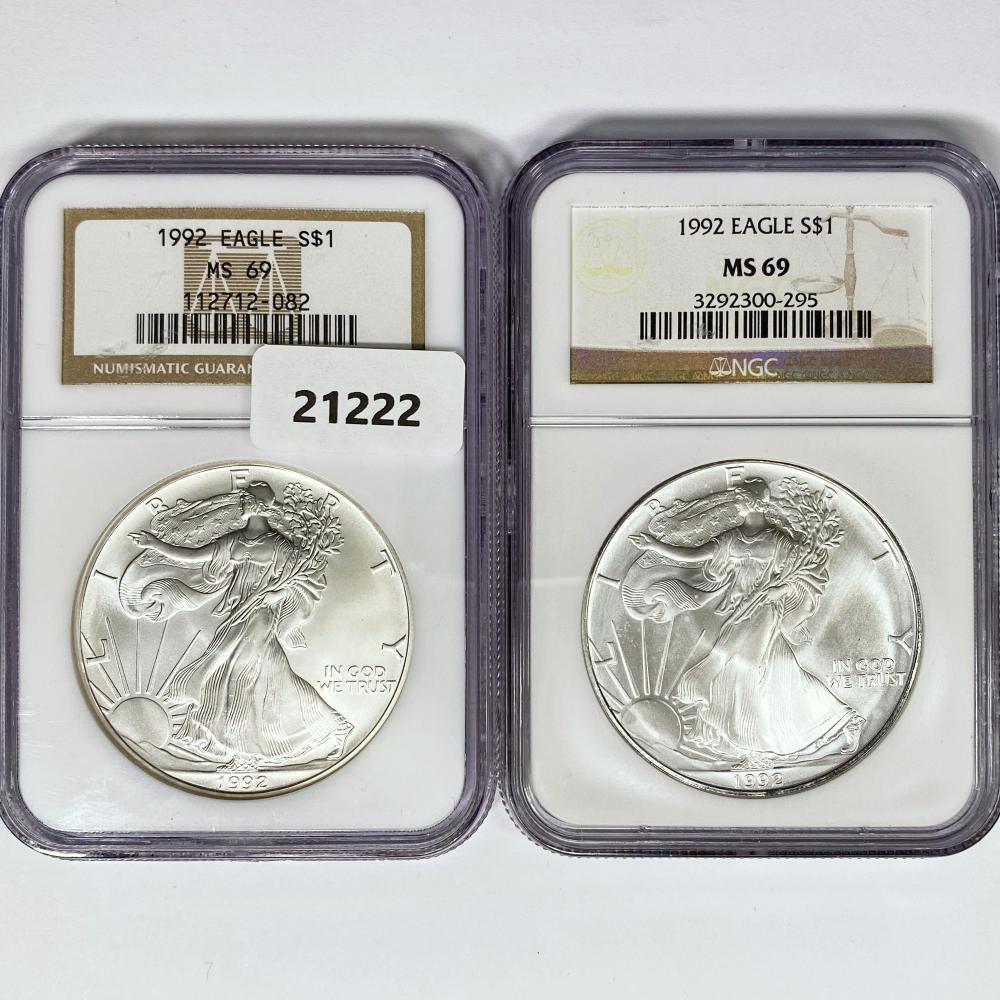 1992 American Silver Eagle Ngc Ms69