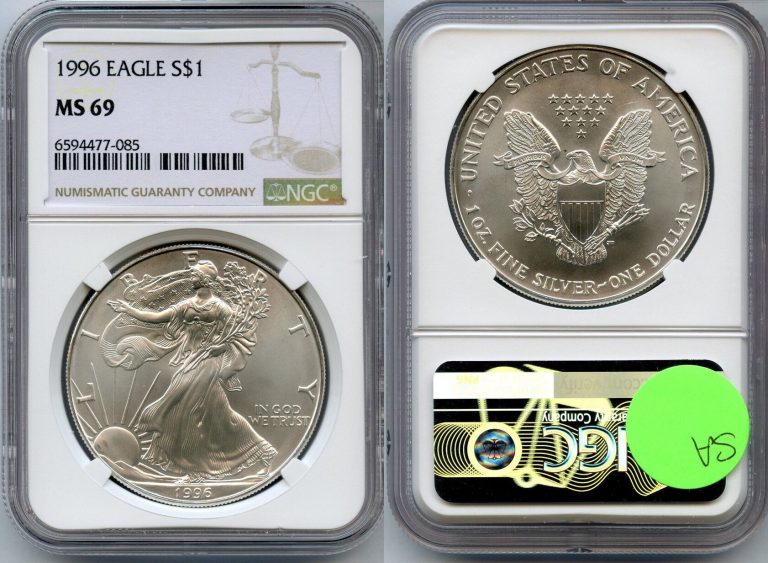  1996 American Silver Eagle Ngc Ms69