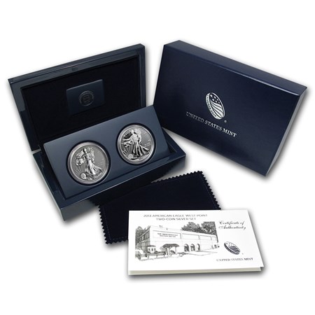 2013 W American Silver Eagle West Point Mint 75th Anniversary 2 Coin Set