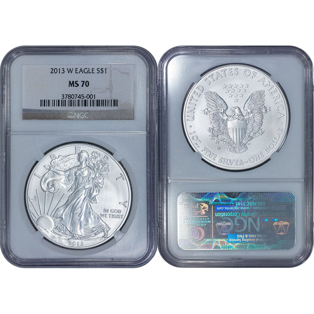 2013 W Burnished American Silver Eagle Ngc Ms70