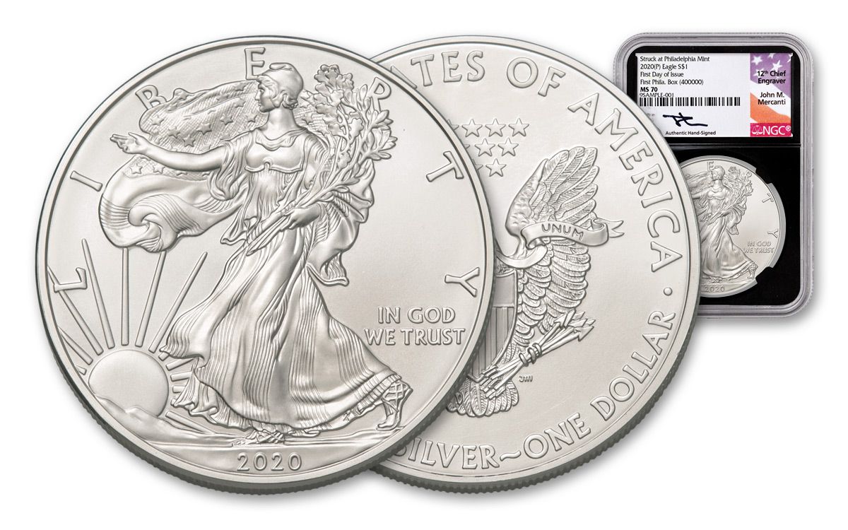 2020 P 1 Oz American Silver Eagle Coin Ngc Ms69 Fdoi