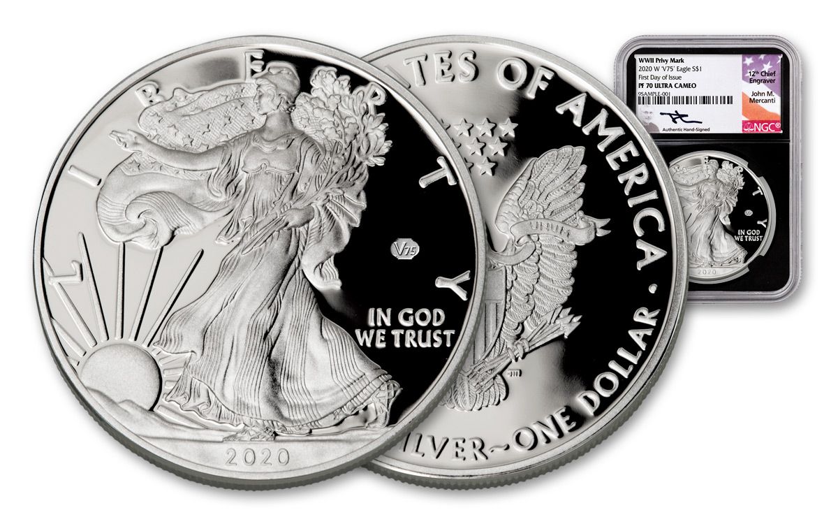 2020 W 1 Oz V75 Privy Proof American Silver Eagle Coin Ngc Pf69 Er Vl