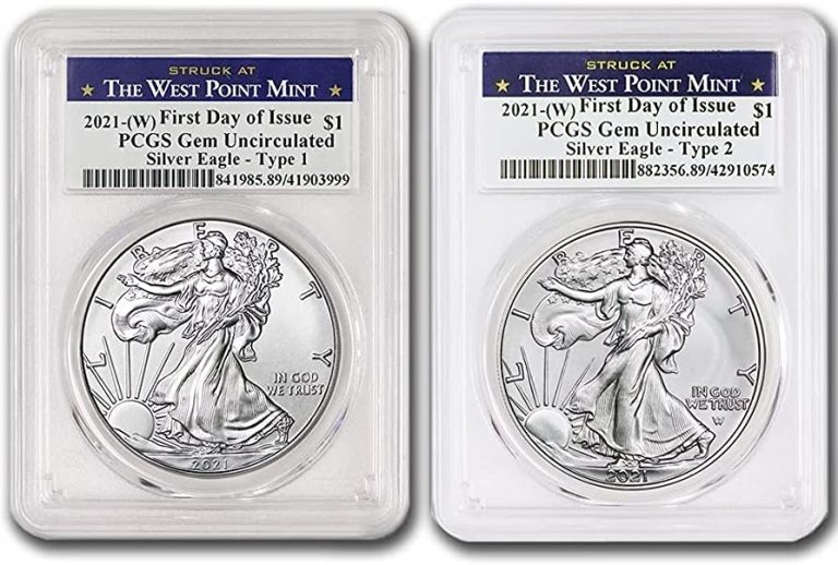 2021 1 Oz American Silver Eagle 2 Coin Type Set Pcgs Ms70