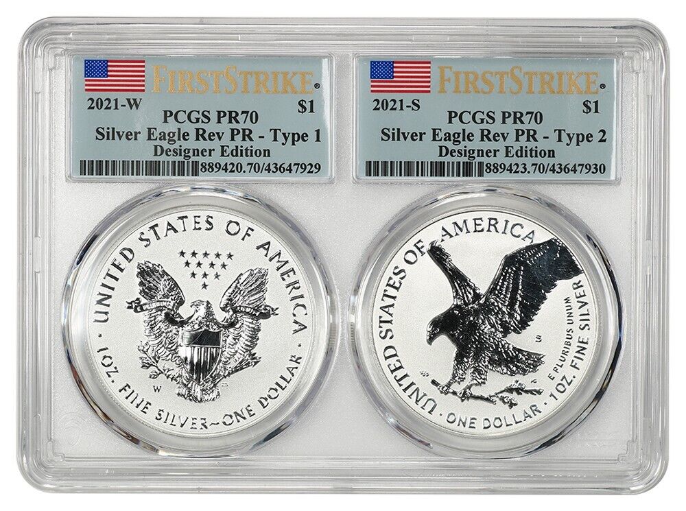 2021 Reverse Proof American Silver Eagle 2 Coin Designer Set