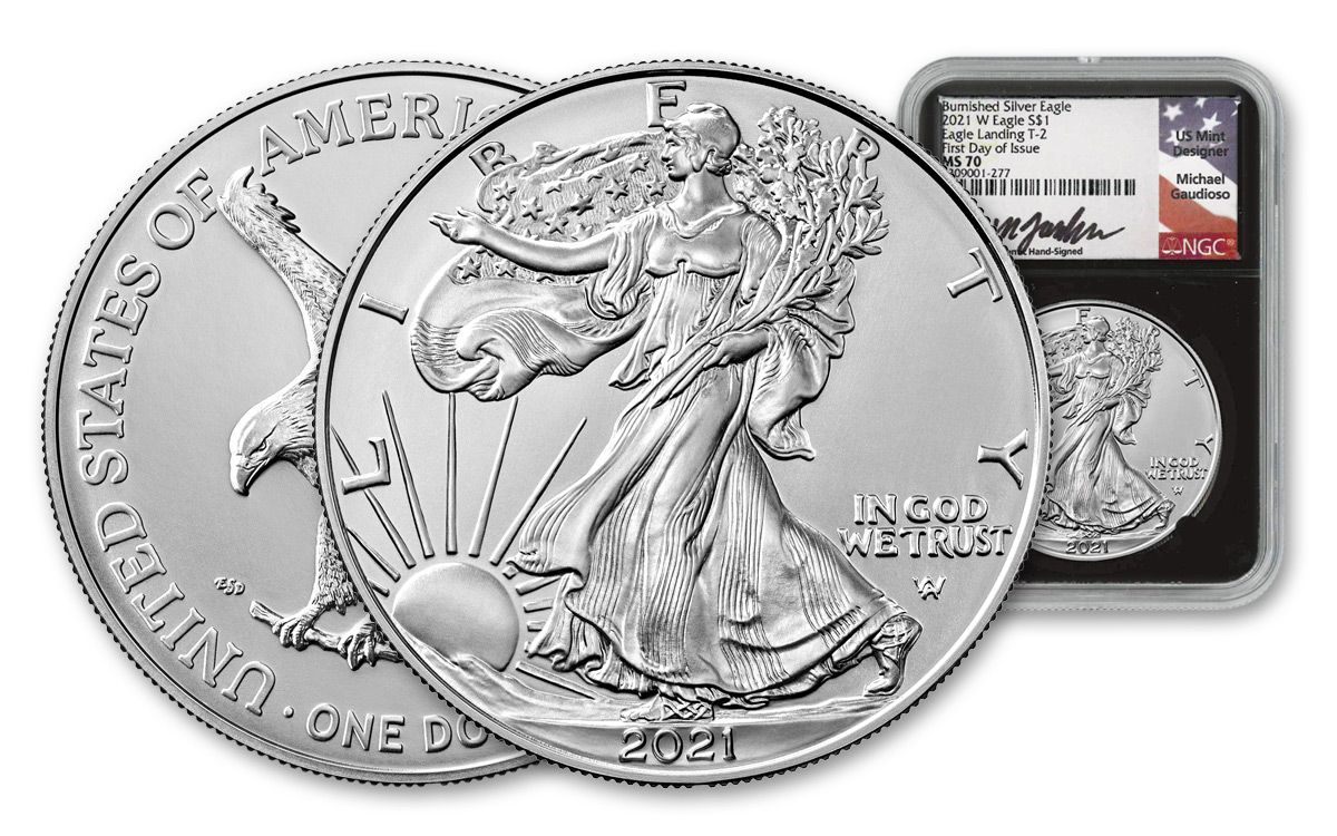 2021 W 1 Oz Burnished American Silver Eagle Coin Type 2