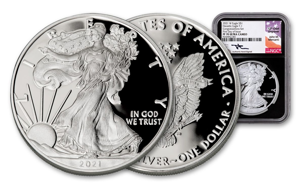 2021 W 1 Oz Proof American Silver Eagle 35th Anniversary Congratulations Coin Set Ngc Pf69 Ucam Fr